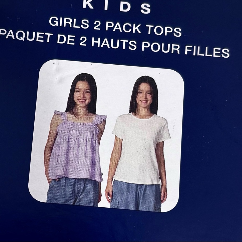 Girls 2-Pack Tops - White and Purple size 6